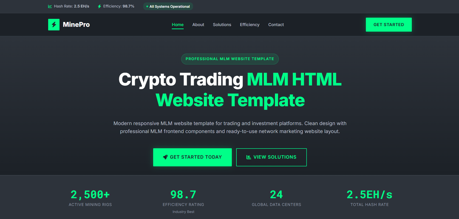 Crypto Mining Evergreen - MLM Template Design for Crypto Mining MLM