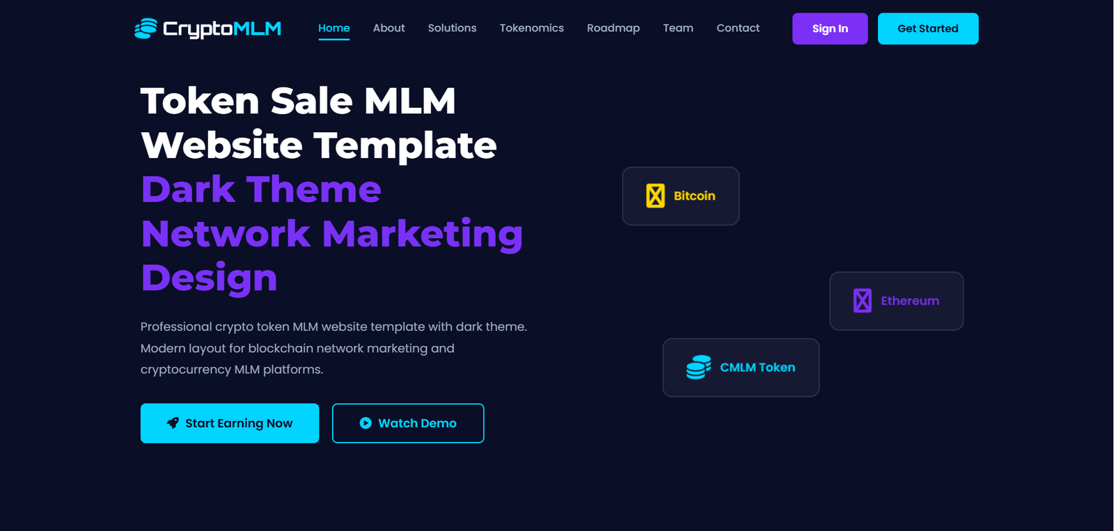 Crypto Token Dark - MLM Template Design for Crypto Token MLM