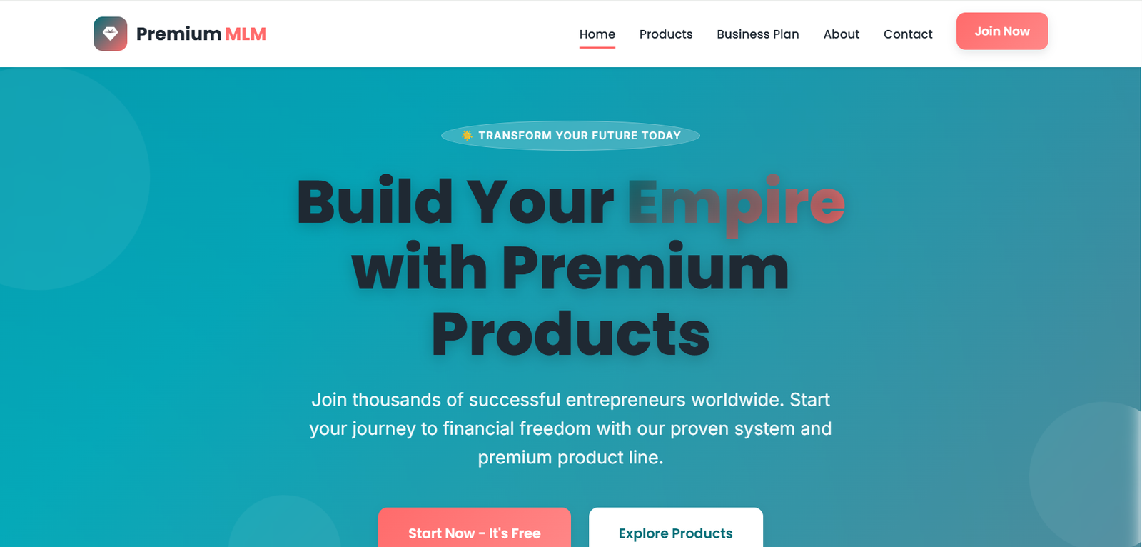 MLM Website Premium - MLM Template Design for Ecommerce MLM