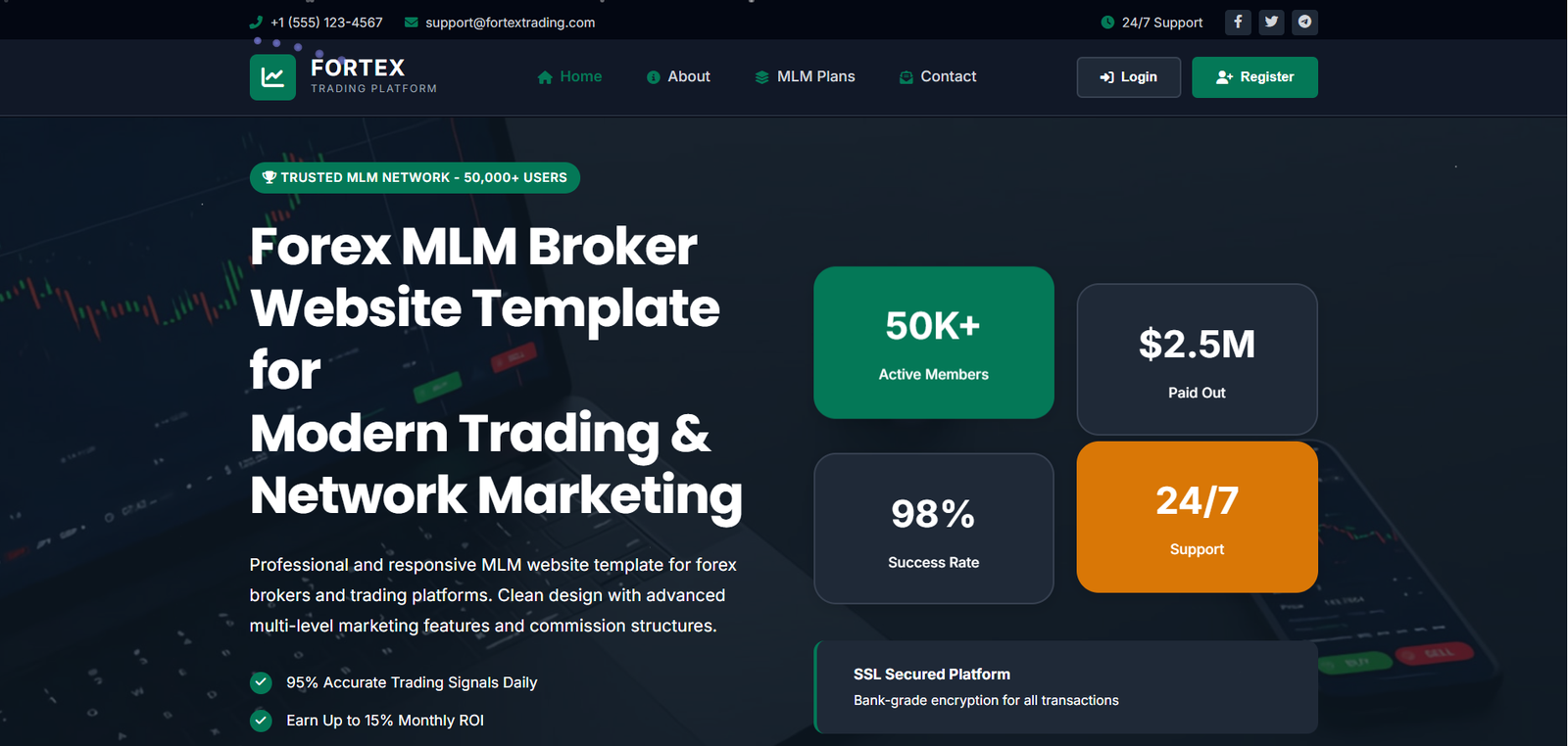 Forex Trading Emerald - MLM Template Design for Forex Trading MLM