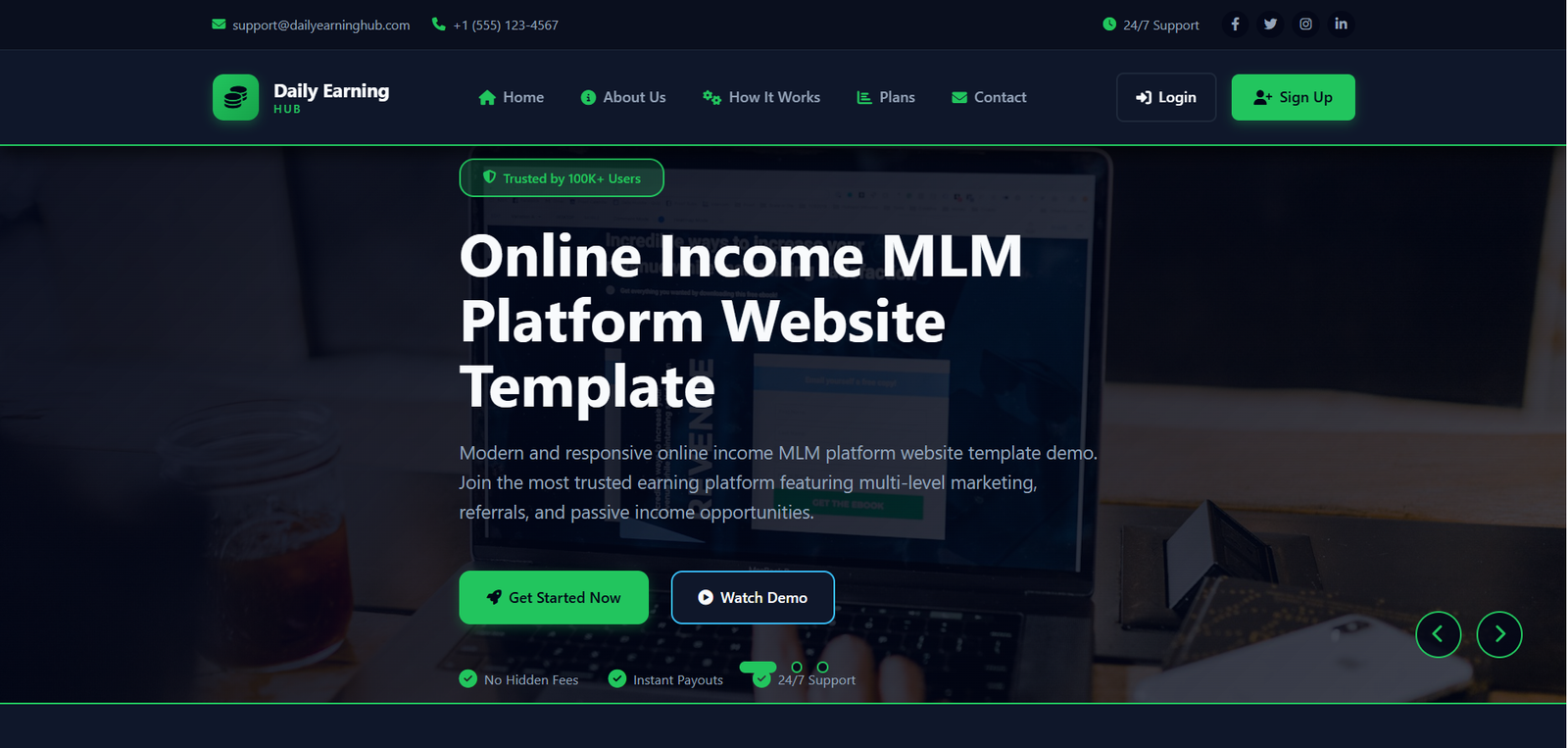 Online Earning Hub - MLM Template Design for Online Earning MLM