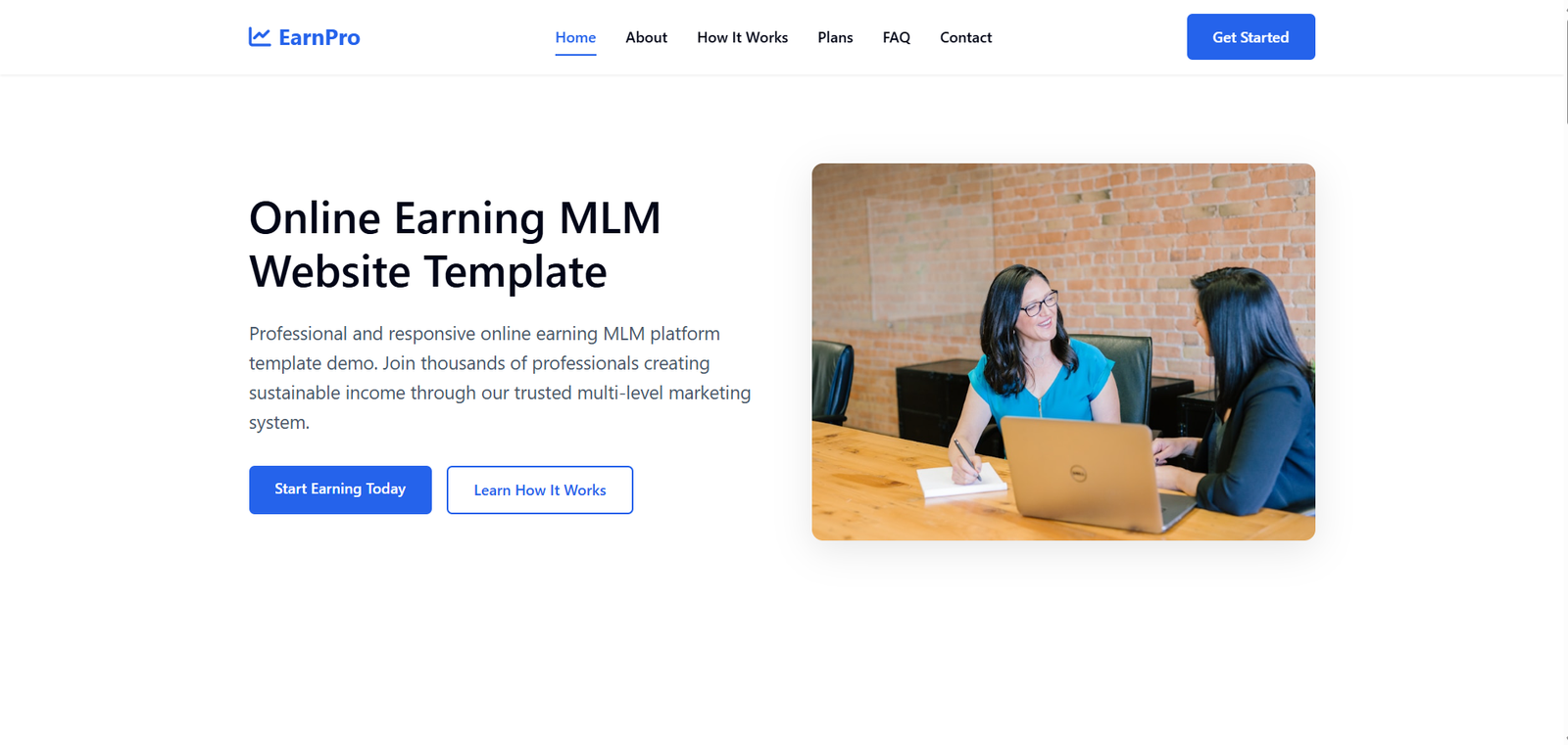 Online Earning Plain - MLM Template Design for Online Earning MLM